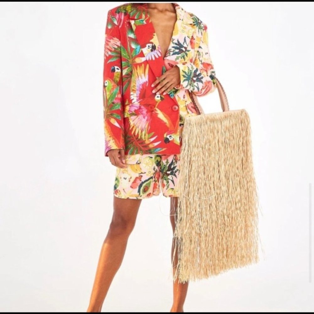 FARM Rio Set Macaw Mix Linen Blazer & Frutas Linen Shorts Tropical Spring Easter